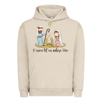 Pigment French Oak o come let us adore him Urban Hoodie - MaliasSmallBusiness