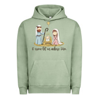 Pigment Oil Green o come let us adore him Urban Hoodie - MaliasSmallBusiness