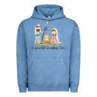 Pigment Pebble Blue o come let us adore him Urban Hoodie - MaliasSmallBusiness