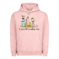 Pigment Salmon o come let us adore him Urban Hoodie - MaliasSmallBusiness