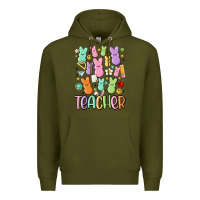 Army Green teacher bunny's Premium Hoodie - MaliasSmallBusiness