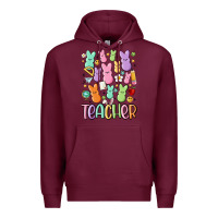 Burgundy teacher bunny's Premium Hoodie - MaliasSmallBusiness