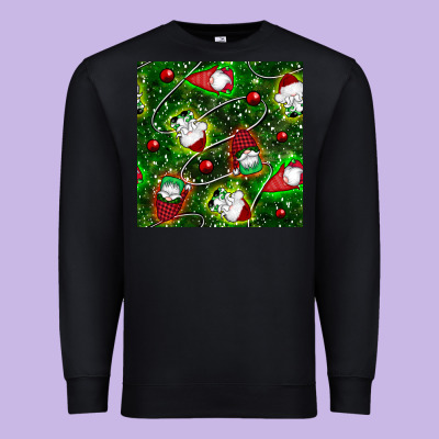 Christmas Gnomes Seamless Pattern Premium Sweatshirt Designed By Bundleandbundleshop