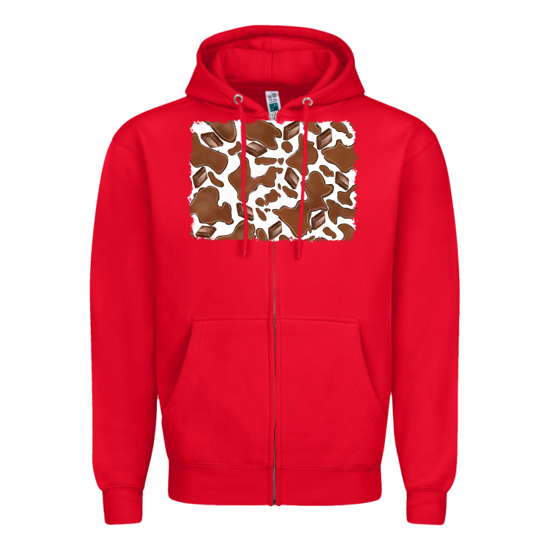 Distressed Chocolate Milkshake Cowhide Zipper Hoodie by RanaPortraitStore | Teevron