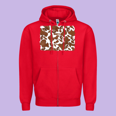 Distressed Chocolate Milkshake Cowhide Zipper Hoodie Designed By Ranaportraitstore