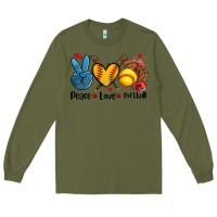 Army Green peace love  softball Long Sleeve Tee - AdoDesignShop