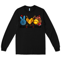 Black peace love  softball Long Sleeve Tee - AdoDesignShop