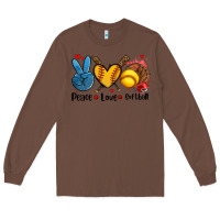 Chestnut peace love  softball Long Sleeve Tee - AdoDesignShop