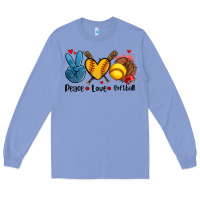 Colony Blue peace love  softball Long Sleeve Tee - AdoDesignShop