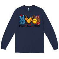 Navy peace love  softball Long Sleeve Tee - AdoDesignShop