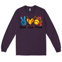 Plum peace love  softball Long Sleeve Tee - AdoDesignShop