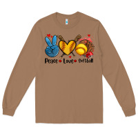 Toasted Coconut peace love  softball Long Sleeve Tee - AdoDesignShop