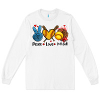 White peace love  softball Long Sleeve Tee - AdoDesignShop