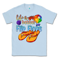 Dusty Blue life is better in flip flops Classic Tee - texasbilliewilder