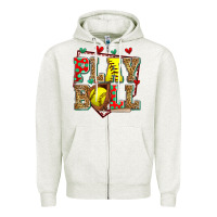 Oatmeal Heather play ball softball Zipper Hoodie - Zillion Design Studio