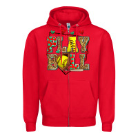 Red play ball softball Zipper Hoodie - Zillion Design Studio