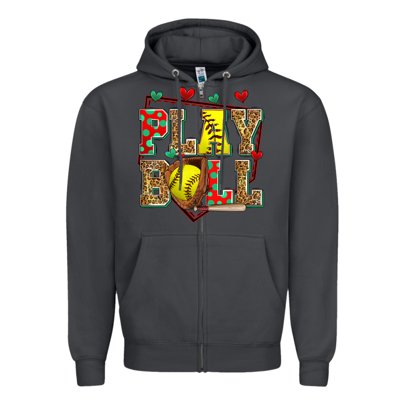 Play Ball Softball Zipper Hoodie by Zillion Design Studio | Teevron