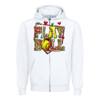 White play ball softball Zipper Hoodie - Zillion Design Studio