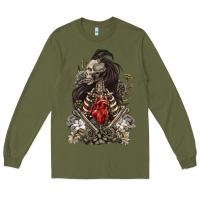 Army Green floral skeleton Long Sleeve Tee - RanaPortraitStore
