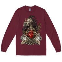 Burgundy floral skeleton Long Sleeve Tee - RanaPortraitStore