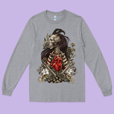 Long Sleeve Tee floral skeleton