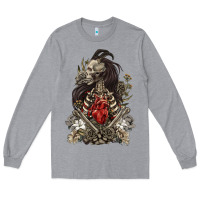 Heather Grey floral skeleton Long Sleeve Tee - RanaPortraitStore
