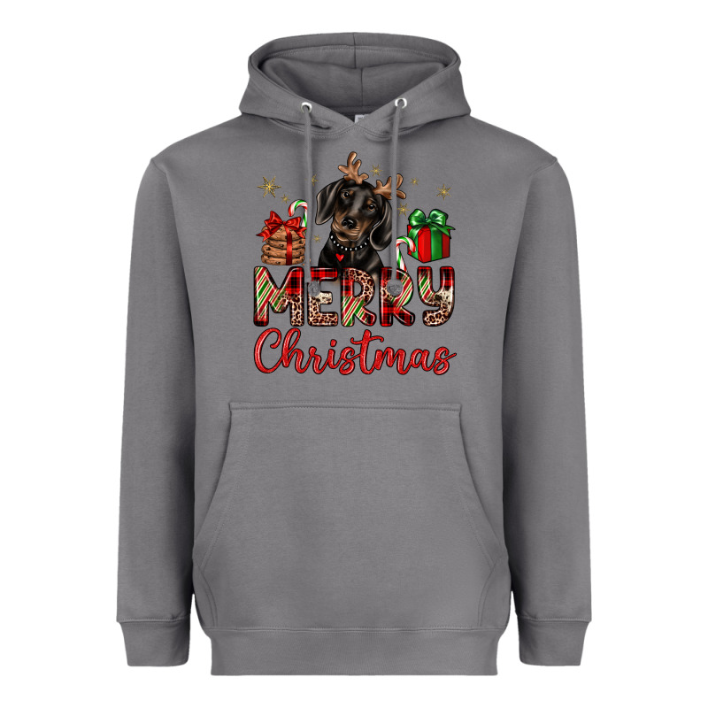 Merry Christmas Dachshund Heavyweight Hoodie by JahusDesignShop | Teevron