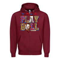 Burgundy play ball baseball Zipper Hoodie - Zillion Design Studio