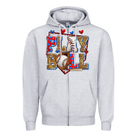 Heather Grey play ball baseball Zipper Hoodie - Zillion Design Studio