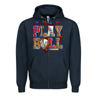 Navy play ball baseball Zipper Hoodie - Zillion Design Studio