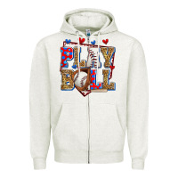 Oatmeal Heather play ball baseball Zipper Hoodie - Zillion Design Studio