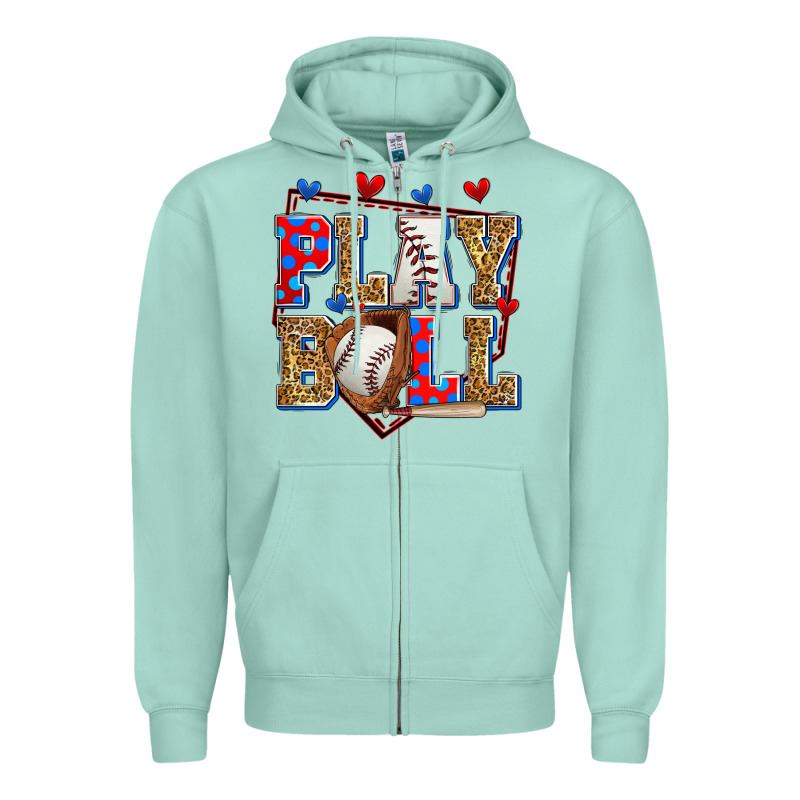 Play Ball Baseball Zipper Hoodie by Zillion Design Studio | Teevron