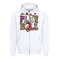 White play ball baseball Zipper Hoodie - Zillion Design Studio