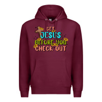 Burgundy get jesus before you check out Premium Hoodie - MaliasSmallBusiness