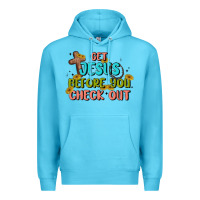 Ocean Blue get jesus before you check out Premium Hoodie - MaliasSmallBusiness