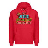 Red get jesus before you check out Premium Hoodie - MaliasSmallBusiness