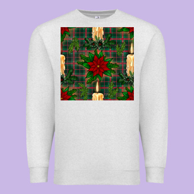 Christmas Candle And Ornaments Seamless Pattern Premium Sweatshirt Designed By Bundleandbundleshop