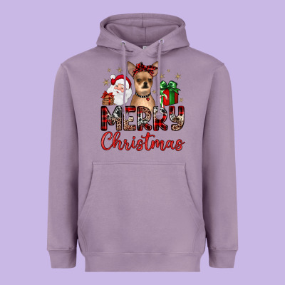 Merry Christmas Chihuahua Heavyweight Hoodie Designed By Jahusdesignshop