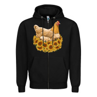 Black chicken with sunflowers Zipper Hoodie - RanaPortraitStore