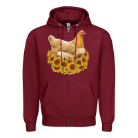 Burgundy chicken with sunflowers Zipper Hoodie - RanaPortraitStore