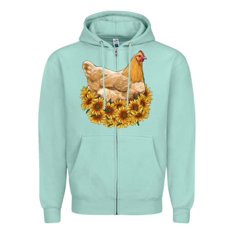Chicken With Sunflowers Zipper Hoodie by RanaPortraitStore | Teevron