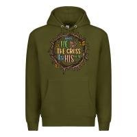 Army Green when he was one the cross i was one his mind Premium Hoodie - MaliasSmallBusiness