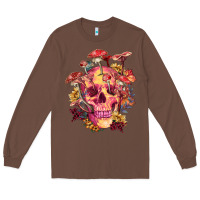 Chestnut Floral skeleton with mushrooms Long Sleeve Tee - RanaPortraitStore
