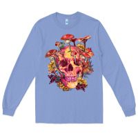 Colony Blue Floral skeleton with mushrooms Long Sleeve Tee - RanaPortraitStore