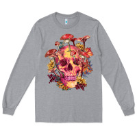 Heather Grey Floral skeleton with mushrooms Long Sleeve Tee - RanaPortraitStore