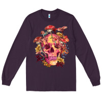Plum Floral skeleton with mushrooms Long Sleeve Tee - RanaPortraitStore