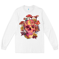 White Floral skeleton with mushrooms Long Sleeve Tee - RanaPortraitStore