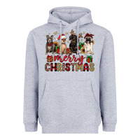 Heather Grey merry christmas chihuahua pitbull pug dachshund Heavyweight Hoodie - JahusDesignShop