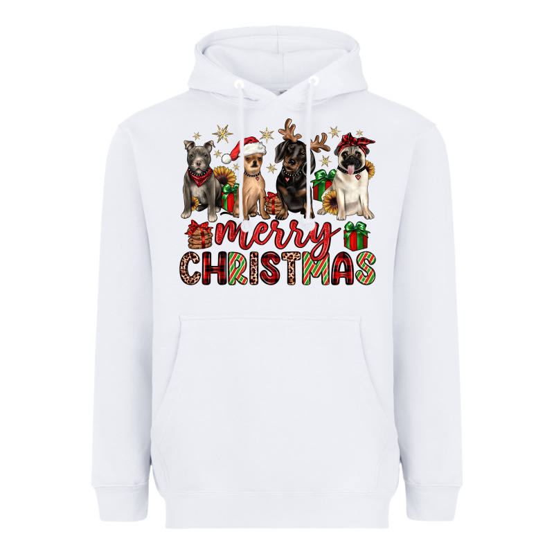 Merry Christmas Chihuahua Pitbull Pug Dachshund Heavyweight Hoodie by JahusDesignShop | Teevron