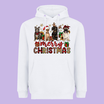 Merry Christmas Chihuahua Pitbull Pug Dachshund Heavyweight Hoodie Designed By Jahusdesignshop
